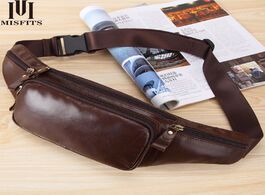 Foto van Tassen men s genuine leather crossbody bag waterproof travel anti theft waist large capacity hiking 