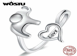 Foto van Sieraden wostu authentic 925 sterling silver little elephant s love heart shape opening rings for wo