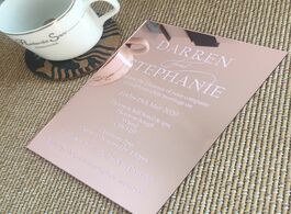 Foto van Huis inrichting 10pcs hot sell elegant rose gold mirror acrylic wedding invitation card with colorfu