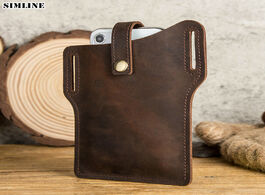 Foto van Tassen simline 100 genuine leather cellphone loop holster case belt waist bag men outdoor portable m