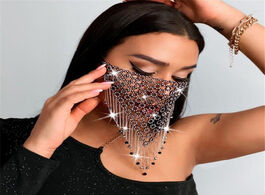 Foto van Sieraden 2020 sexy diamond face decor jewelry adjustable glitter mouth mask sparkly rhinestone banda