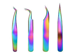 Foto van Schoonheid gezondheid colorful stainless steel tweezers volume eyelashes extensions eyebrow curved s