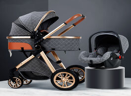 Foto van Baby peuter benodigdheden luxury stroller 3 in 1 high landscape folding carriage gold newborn