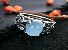 Foto van Sieraden oval 8 10mm blue jade gemstone ring female engagement wedding party jewelry s925 sterling s