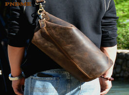 Foto van Tassen pndme vintage cylinder design natural genuine leather men s chest bag fashion casual crazy ho