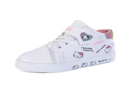 Foto van Baby peuter benodigdheden kids skate shoes white for children girls sneakers high top with cartoon h
