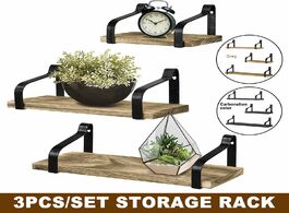 Foto van Huis inrichting 3pcs set nordic wooden iron wall mounted basket storage rack shelf figure display cr