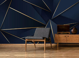 Foto van Woning en bouw light luxury abstract golden lines blue mural 3d wallpaper for living room bedroom ba