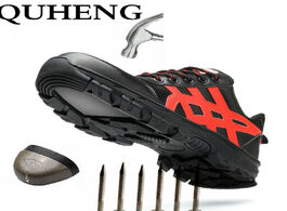 Foto van Schoenen quheng safety work shoes for men steel toe cap anti smashing working boots construction all