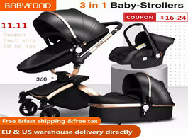 Foto van Baby peuter benodigdheden babyfond 3 in 1 stroller high landscape 360 degree carriage pu pram eu saf
