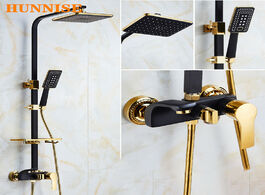 Foto van Woning en bouw black gold shower set of quality brass bathroom faucet hot cold bathtub mixer tap rai