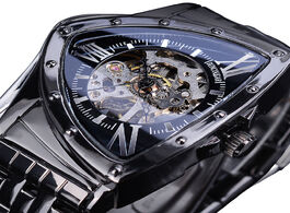 Foto van Horloge duncougar triangle skeleton black automatic watch stainless steel men waterproof business sp
