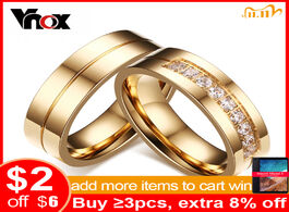 Foto van Sieraden vnox trendy wedding bands rings for women men love gift gold color stainless steel cz promi