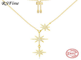 Foto van Sieraden 925 sterling silver 3 star necklace octagonal pendant for women jewelry fashion wedding gif