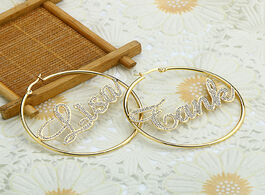 Foto van Sieraden 40mm 100mm crystal name earrings nameplate custom hoop earring for women wedding dubai tren
