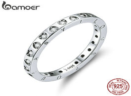 Foto van Sieraden bamoer engagement wedding band genuine 925 sterling silver minimalist promise finger rings 