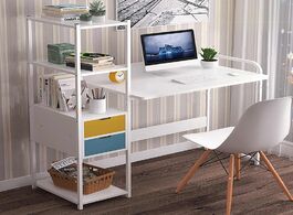 Foto van Meubels large wood computer desk laptop writing table study with drawers shelves office furniture pc