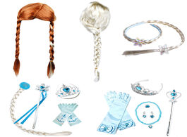 Foto van Speelgoed girls snow queen 2 accessories kids elsa anna wig elza gloves blue necklace and earring ch