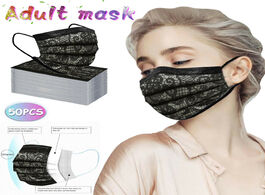 Foto van Baby peuter benodigdheden 50pcs adult lace print disposable mask three layer breathable face dustpro