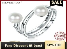 Foto van Sieraden silverhoo 925 sterling silver rings women artificial pearl retro style lines ring anniversa