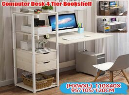 Foto van Meubels upgraded computer laptop desk 120cm modern style with 4 tiers bookshelf for home office stud