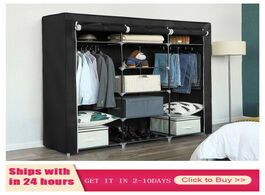 Foto van Meubels non woven wardrobe bedroom cloth portable storage cabinet folding clothing 175x150x45cm hwc
