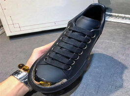 Foto van Schoenen metal toe decor sneakers for women wedges casual shoes real leather shoe ladies sport 2020 