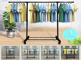 Foto van Meubels 4 styles simple modern coat rack metal removable wheeled bedroom clothes hanger drying furni