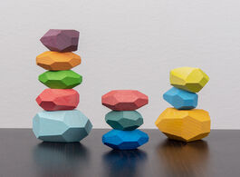 Foto van Speelgoed 16 piece nordic style stacking wooden stones set balancing blocks block natural wood toy o