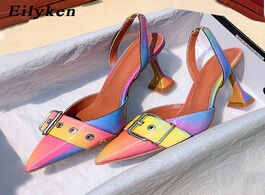 Foto van Schoenen eilyken 2020 new buckle strap mules summer women pumps shoes spike high heels pointed toe r