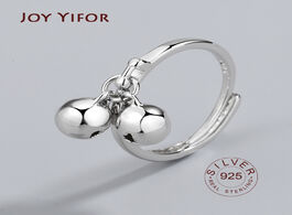 Foto van Sieraden 925 sterling silver rings for women trendy 2 bells fine jewelry beautiful finger open ring 