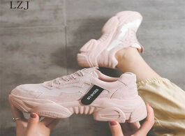 Foto van Schoenen women s chunky sneakers 2019 fashion platform shoes lace up pink vulcanize womens female tr