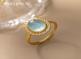 Foto van Sieraden trendy vintage 925 sterling silver gold plated blue aquamarine rings fine jewelry natural g