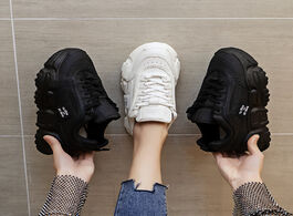 Foto van Schoenen women sneakers fashion dad shoes white black chunky platform womens vulcanize tenis feminin