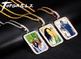 Foto van Sieraden topgrillz custom made photo square medallions necklace pendant with 4mm tennis chain gold s