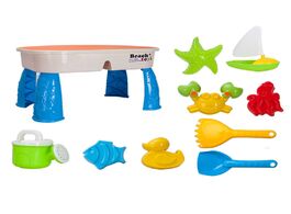 Foto van Speelgoed sand and water table set with lid cover beach toys outdoor garden sandbox kit kids summer 