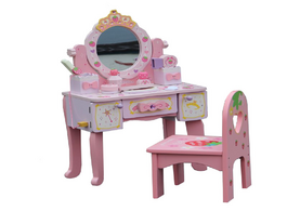 Foto van Meubels wooden children s dressing table toy 3 4 5 6 7 year old girl makeup haircut simulation play 