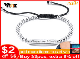 Foto van Sieraden vnox customize name id bracelets for women men stainless steel beads bracelet perssonalize 