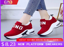 Foto van Schoenen platform wedge sneakers ladies shoes sneaker casual trainers women female black red tenis f