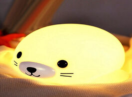 Foto van Meubels led seal night light dimmable body bedside bedroom lamp touch sensor kids gift animal cartoo