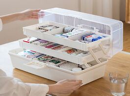 Foto van Huis inrichting plastic medical box portable household multi layer medicine storage container first 