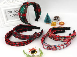 Foto van Baby peuter benodigdheden christmas colorful plaid hairbands women tie winding knot hair hoop for gi