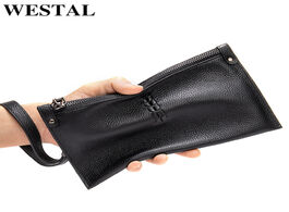 Foto van Tassen westal men s clutch bag genuine leather wallet long fashion purse for luxury brand male money