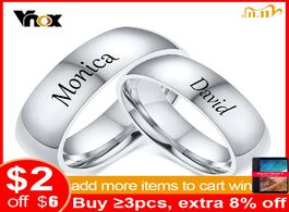 Foto van Sieraden vnox free customize name rings for women men 6mm stainless steel classic wedding bands anni