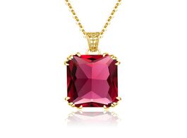 Foto van Sieraden 14k gold ruby pendant necklace for women 925 sterling sliver gemstone rectangle classic eng
