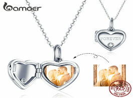 Foto van Sieraden bamoer unique custom photo heart box pendant necklace for women wedding anniversary gifts c