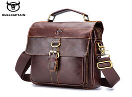 Foto van Tassen bullcaptain retro business messenger bag leather men s shoulder fashion casual handbag teen s