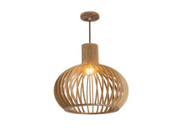 Foto van Lampen verlichting nordic minimalist creativity black wood birdcage pendant lamp modern designer e27