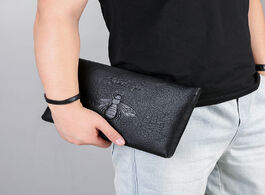 Foto van Tassen luxury brand men clutch bag leather envelope long purse money business wristlet phone wallet 