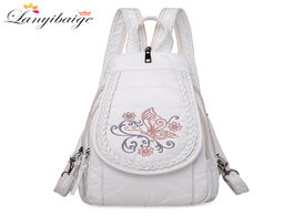 Foto van Tassen butterfly embroidery sheepskin women backpack 3 in 1 soft genuine leather breast bag for moth